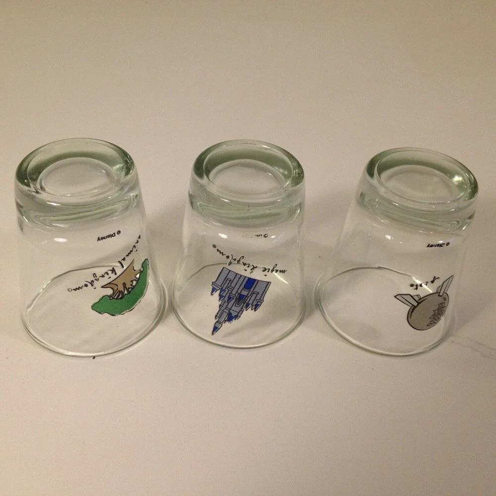 3 Disney World Magic Kingdon Animal Kingdom Epcot Souvenir Shot Glass Set of 3